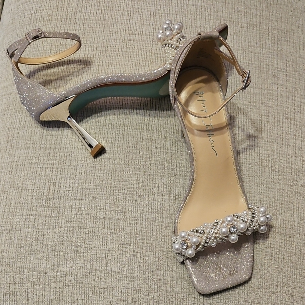 Betsey Johnson Silver Pearl Embellished Heels
